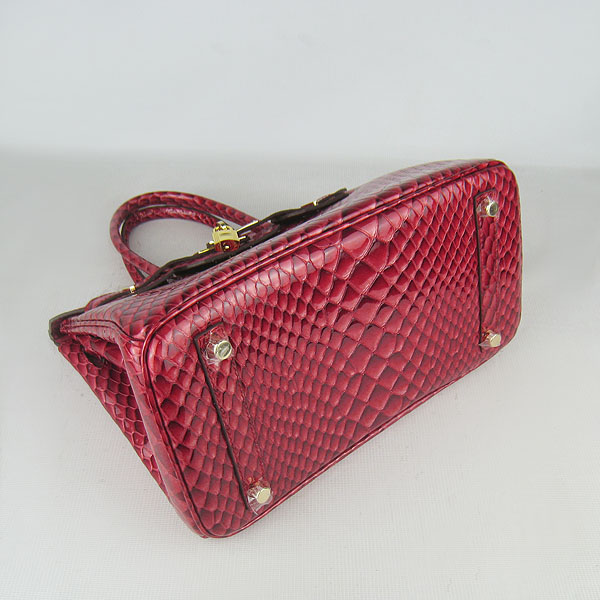 Replica Hermes Birkin 30CM Fish Veins Leather Bag Dark Red 6088 On Sale